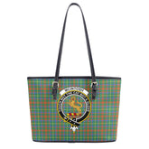 McIntosh Hunting Ancient Tartan Crest Leather Tote Bag